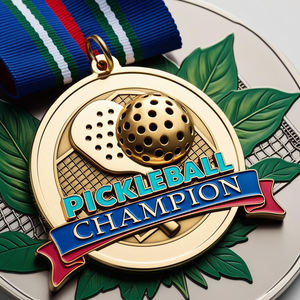 Medallas de Pickleball de aluminio recubiertas de metal duradero para premios de liga local Precios directos del fabricante - Product Image 3