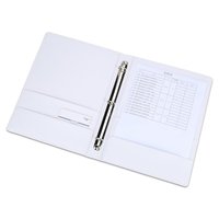 Notebook sampul keras penutup kulit tulang belakang 4 kantong dalam ukuran A4 Cincin 1 inci pengatur Binder 3 cincin Vintage profesional