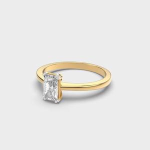 Bague solitaire classique unisexe en or blanc 14K de Radiant Lab sertie de griffes avec plaqué or pour cadeaux d'anniversaire ou fêtes - Product Image 3