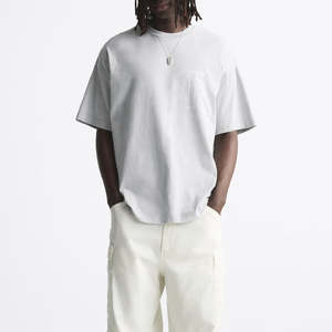 T-shirt à logo personnalisé T-shirt à col épais et à épaules tombantes Streetwear T-shirt Boxy Fit T-shirt surdimensionné en coton - Product Image 1