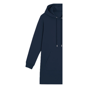 Robe sweat-shirt d'hiver en molleton 100% coton pour femme, personnalisée, écologique, respirante, coupe-vent, avec broderie en relief sur le devant, bleu, col rond - Product Image 6