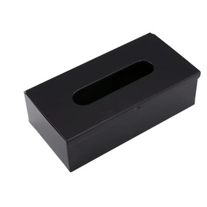 Soporte de caja de pañuelos de metal negro moderno para decoración de baño y coche, dispensador de servilletas de forma rectangular para decoración de hogar y oficina - Product Image 1
