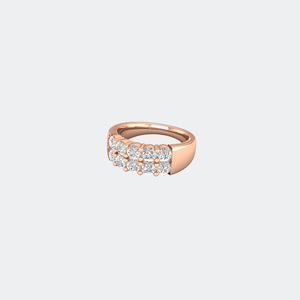 1.55CTW Round Cut Cluster Set Double Row <b>Statement</b> <b>Ring</b> - Product Image 3