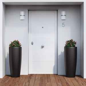 Puerta de entrada blindada a precio especial, serie V, interior blanco fresado/blanco liso, apertura derecha, 206x89cm, rendimiento MOQ. - Product Image 1