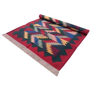 Alfombra Dhurrie de algodón geométrica moderna hecha a mano, color personalizable, reversible, antibacterias, características, alfombras Premium para la vida - Product Image 4