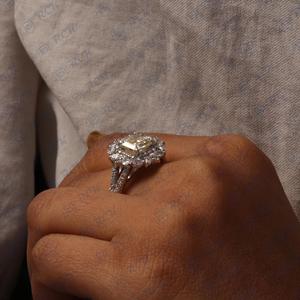 Élégant 2.80 TCW Asscher Cut Art Deco Moissanite Ring Bijoux fins pour femmes pour anniversaire mariage mariée avec perle pierre principale - Product Image 4