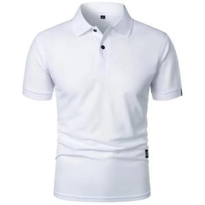 Polo à manches courtes en toile de coton 100% pour hommes, t-shirts à boutons de couleur unie, streetwear léger à revers pour le sport et le décontracté - Product Image 3