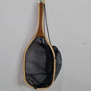 Filet d'atterrissage de pêche à la mouche en plein air Filet à truite Cadre en bois avec filet en caoutchouc Filet coulé à la main Thor Filet de pêche à la truite - Product Image 1