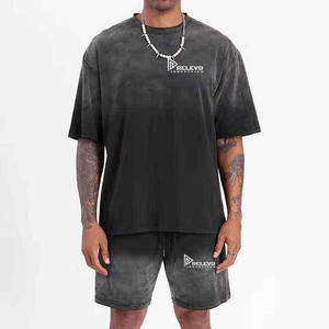 ชุดวอร์มผู้ชายผ้าฝ้าย 100% ล้างสีแบบ Acid Wash เสื้อและกางเกงขาสั้น 2 ชิ้น ชุดเซ็ตคู่ สามารถสกรีนโลโก้ได้ สวมใส่สบาย - Product Image 6