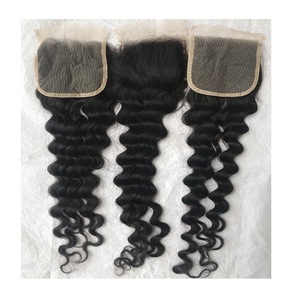 Pelo Remy brasileño malayo sin procesar, ondulado profundo, 4x4, 18 pulgadas, cabello Virgen sin procesar - Product Image 1