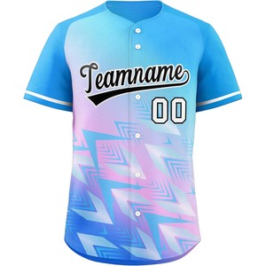 Camiseta de béisbol al por mayor OEM, transpirable, de poliéster, con botones, de alto rendimiento, con logotipo personalizado por sublimación y detalles del jugador. - Product Image 6