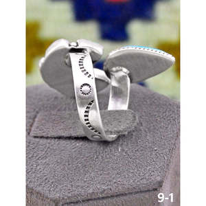 Southwest Handmade Emerald Valley <b>Adjustable</b> <b>Ring</b> with White Water Turquoise & Sterling Silver Bezel Setting for Gift - Product Image 3