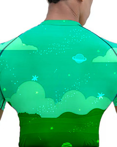 เสื้อออกกำลังกายรัดรูปแขนครึ่งข้างของผู้ชายรัดรูปผ้าสแปนเด็กซ์เข้ารูปแบบเรียบๆสำหรับ BJJ MMA - Product Image 4