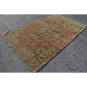 Tapis turc vintage 5.7x9,7 pieds Beige rose tissage plat laine avec motif patchwork pour décorations de salon ou utilisation couloir - Product Image 3