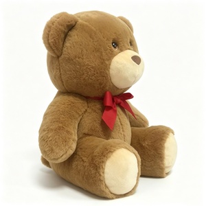 Custom Brown Teddy Bear Plush with Red <b>Bow</b>, Classic Brown Stuffed Teddy Bear, <b>Large</b> Cuddly Sitting Teddy Bear - Product Image 2