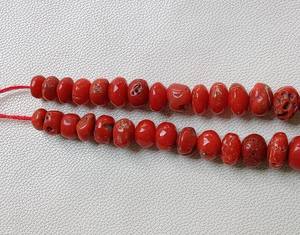 Hilo de 16 pulgadas, cuentas pulidas lisas Rondelle de Coral rojo, cuentas de Coral rojo viejo liso tamaño 10MM a 5 MM piedra preciosa - Product Image 2