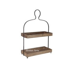 Two Tier Wood And Iron <b>Cake</b> <b>Server</b> Customized Size Round Shape <b>Cake</b> Stand From Manufacturer In India - Product Image 3