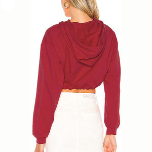 Crop top à capuche streetwear décontracté, pull court oversize, mode hiver, polaire doux, capuche ajustable - Product Image 2