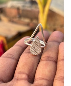Textured Teardrop <b>Silver</b> <b>Ring</b> Handmade 925 <b>Sterling</b> <b>Silver</b> Open Front <b>Adjustable</b> Boho Minimalist Modern Statement <b>Ring</b> - Product Image 1