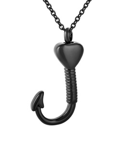 Heart Black Hook Keepsake Jewelry Stainless Steel Hook Cremation Urn <b>Necklace</b> Pendant <b>Ashes</b> Urn Memorial Unisex Custom Size - Product Image 5