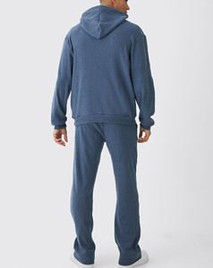 Ensemble de sweat-shirt d'hiver imprimé délavé à l'acide personnalisé pour hommes, pantalon de survêtement évasé brodé, survêtement vintage streetwear, coton léger - Product Image 4