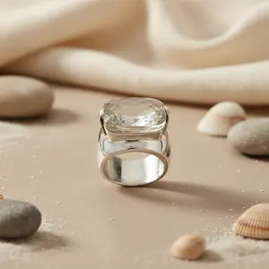 Anillo de Plata Vintage de Moda para Mujer con Piedra Preciosa Grande, Incrustaciones Geométricas Bohemias, Joyería de Aleación para Niños - Product Image 1