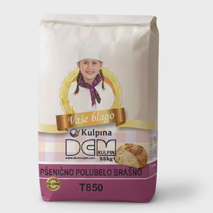 DEM T850 Certified Wheat Semi Dark Bread <b>Flour</b> 25kg Bag Bulk Bakery Supply 12 Months Shelf Life Model 771006 - Product Image 1