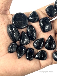 พลอยทัวร์มาลีนสีดำธรรมชาติทรงหลวมแบบคาโบชอง รูปทรงและขนาดคละ ประมาณ 20 ถึง 30 มม. - Product Image 5