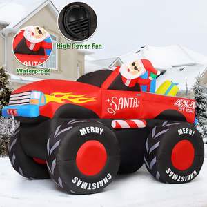 Décorations de Noël gonflables de 7,5 pieds, Père Noël sur camion avec des cadeaux, décorations de Noël gonflables Monster Truck avec lumières LED - Product Image 5