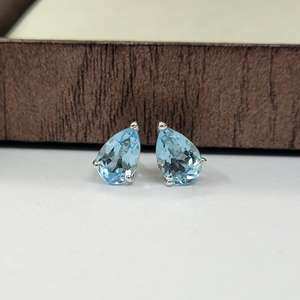 Boucles d'oreilles en topaze bleu ciel, taille poire, argent sterling, bijoux faits à la main, cadeau de naissance de décembre, vente en gros - Product Image 3