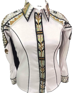Tela de tafetán elástica hecha a mano Cowgirl Western Show Shirt - Product Image 1
