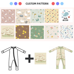 Pyjama de nuit pour bébé à manches longues en bambou doux, avec fermeture éclair bidirectionnelle et motif <span class=keywords><strong>mouton</strong></span> personnalisé, OEM ODM - Product Image 4