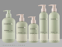 Bouteilles de lotion en plastique HDPE vertes avec impression de logo personnalisé, 200/300/500 ml, rechargeables, pour shampoing, gel douche, soins personnels