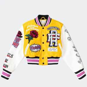 Logo personnalisé broderie dames vestes universitaires manches en cuir collège Baseball femmes veste Letterman Varisty veste hiver - Product Image 4