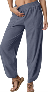 Pantalons palazzo pour femmes, jambes larges, style harem, bohème, décontracté, ample, taille élastique, poches, Bangladesh, nouvelle arrivée, directement de l'usine, hauts - Product Image 2