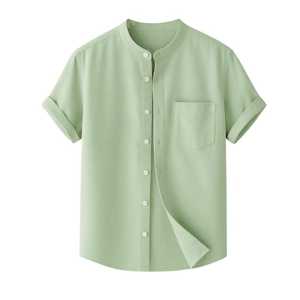 Popeline d'été décontractée rayée et respirante de haute qualité pour hommes, 100% coton, manches longues, bouton unique, service OEM, conception personnalisée - Product Image 4