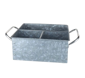 ตะกร้าแคดดี้เครื่องใช้บนโต๊ะอาหารชุบสังกะสีสามช่องตะกร้าแคดดี้โลหะแบบกำหนดเองเหมาะสำหรับห้องครัวปิกนิกรับประทานอาหาร - Product Image 1