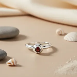 925 <b>Silver</b> Fine Jewelry <b>Ring</b> with Natural <b>Garnet</b> Stone Oval Cut Rhodium Plated Set Elegant Rhodium Inlay Technology Women's Gift - Product Image 2