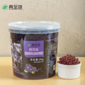 Kualitas Terbaik rasa Konjac Popping Boba Halal segar jus Blueberry 3Kg penuh rasa mutiara siap untuk dimakan