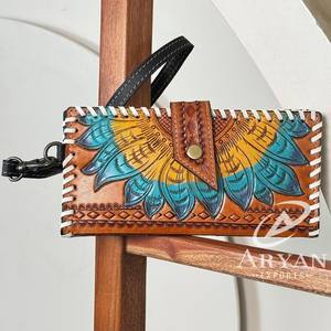 Nuevo bolso de mano de cuero mecanizado a mano de gran capacidad 2025, billetera de cuero genuino, tarjetero, organizador con muñequera para mujer - Product Image 1