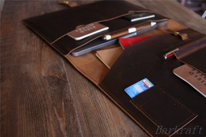 Leather Portfolio Bag Custom Leather <b>Folder</b> Padfolio <b>A4</b> Size Women Luxury Portfolios with Zipper LPF-0393 - Product Image 3