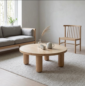 โต๊ะกาแฟทรงกลมไม้โอ๊คสไตล์โมเดิร์นจาก MT Furniture พร้อมการตกแต่งแบบธรรมชาติ รับประกัน 3 ปี รุ่น IDCBCF-142 สำหรับห้องนั่งเล่น เฟอร์นิเจอร์ตกแต่งบ้าน - Product Image 4