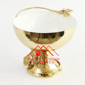 Cuenco de Metal Dorado con Pedestal para Servir Aperitivos, Ideal para Decoración del Hogar y Hoteles, Nuevo, Pedestal Metálico Dorado para Frutas - Product Image 1