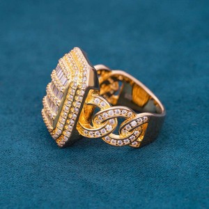 แหวนเพชรชุบทองคำแท้ IGI Certified  แหวนเงินแท้ 925 ประดับเพชรโมอิสซาไนต์ VVS คุณภาพสูง สไตล์ฮิปฮอป สำหรับทุกเพศ - Product Image 5