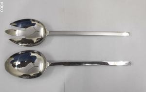 Juego de servidor de ensalada de acero inoxidable 18/8 pulido mate, utensilios de cubiertos personalizados para uso doméstico o hotelero, herramientas de servicio para vajilla - Product Image 4