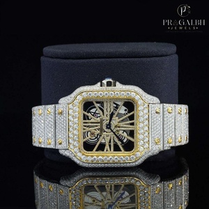 Reloj Automático Elegante con Esqueleto Transparente Hip-Hop Moissanite Diamante Oro Blanco Oro Amarillo Banda 16mm Ancho Elegante - Product Image 2