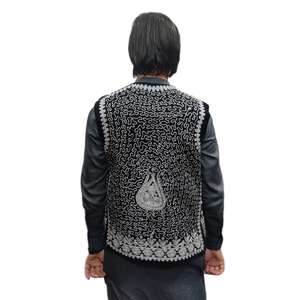 Gilet en laine pour homme sur mesure de haute qualité, respirant, séchage rapide, style décontracté automne, sans manches, avec broderie et dentelle décorative - Product Image 6