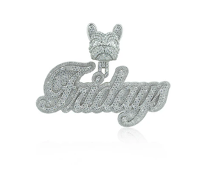 Dijes Personalizados de Plata 925 Chapados en Oro con Moissanita Corte Princesa Estilo Hip Hop - Product Image 1