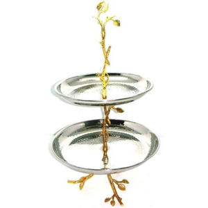 Hammered Stainless Steel 2 Tier Serving Stand Classic Sweet Display for Home Hotel <b>Wedding</b> Party <b>Cake</b> Serving Stand Holder - Product Image 1