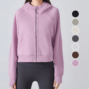 Sweat à capuche de yoga pour femme avec trous pour les pouces, en polaire 320 g/m², ample, décontracté, pour le sport et le fitness - Product Image 1